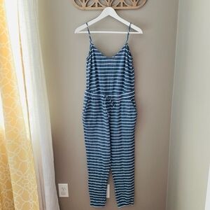 Madewell Bondi Striped Jumpsuit Blue/White Sz Small